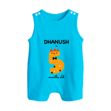 Milestone Romper Suit/ Sleeveless Romper for 5th Month | Soft Cotton Personalized Romper Suit/ Sleeveless Romper | Unisex Design - SKY BLUE - 0 - 5 Months Old (Chest 18")