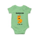 Milestone Romper for 5th Month | Soft Cotton Personalized Romper/Onesie | Unisex Design - GREEN - New Born (Chest 14")