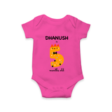Milestone Romper for 5th Month | Soft Cotton Personalized Romper/Onesie | Unisex Design - HOT PINK - New Born (Chest 14")