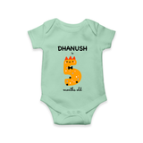 Milestone Romper for 5th Month | Soft Cotton Personalized Romper/Onesie | Unisex Design - MINT GREEN - New Born (Chest 14")