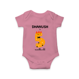Milestone Romper for 5th Month | Soft Cotton Personalized Romper/Onesie | Unisex Design - ONION - New Born (Chest 14")