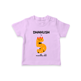 Milestone T-Shirt for 5th Month | Soft Cotton Personalized T-Shirt | Unisex Design - LILAC - 0-5 Months Old (Chest 17")