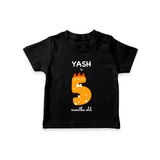 Milestone T-Shirt for 5th Month | Soft Cotton Personalized T-Shirt | Unisex Design - BLACK - 0-5 Months Old (Chest 17")