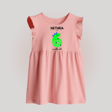 Milestone Baby Frock for 6th Month | Soft Cotton Personalized Baby Frock | Unisex Design - BABY PINK - 0 - 3 Months Old (Chest 17")