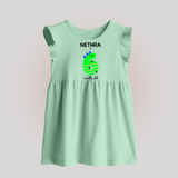 Milestone Baby Frock for 6th Month | Soft Cotton Personalized Baby Frock | Unisex Design - MINT GREEN - 0 - 3 Months Old (Chest 17")