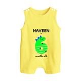 Milestone Romper Suit/ Sleeveless Romper for 6th Month | Soft Cotton Personalized Romper Suit/ Sleeveless Romper | Unisex Design - PASTEL YELLOW - 0 - 5 Months Old (Chest 18")