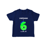Milestone T-Shirt for 6th Month | Soft Cotton Personalized T-Shirt | Unisex Design - NAVY BLUE - 0-5 Months Old (Chest 17")