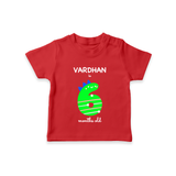 Milestone T-Shirt for 6th Month | Soft Cotton Personalized T-Shirt | Unisex Design - RED - 0-5 Months Old (Chest 17")