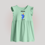 Milestone Baby Frock for 7th Month | Soft Cotton Personalized Baby Frock | Unisex Design - MINT GREEN - 0 - 3 Months Old (Chest 17")