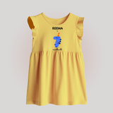 Milestone Baby Frock for 7th Month | Soft Cotton Personalized Baby Frock | Unisex Design - PASTEL YELLOW - 0 - 3 Months Old (Chest 17")