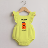 Milestone Romper Frock for 8th Month | Soft Cotton Personalized Romper Frock | Unisex Design - PASTEL YELLOW - 0 - 3 Months Old (Chest 19")