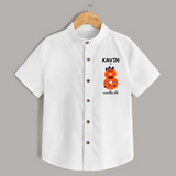 Milestone Shirt for 8th Month | Soft Cotton Personalized Shirt | Unisex Design - WHITE - 0 - 6 Months Old (Chest 23")