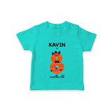 Milestone T-Shirt for 8th Month | Soft Cotton Personalized T-Shirt | Unisex Design - TEAL - 0-5 Months Old (Chest 17")