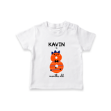 Milestone T-Shirt for 8th Month | Soft Cotton Personalized T-Shirt | Unisex Design - WHITE - 0-5 Months Old (Chest 17")