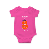 Milestone Romper for 8th Month | Soft Cotton Personalized Romper/Onesie | Unisex Design - HOT PINK - New Born (Chest 14")
