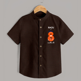 Milestone Shirt for 8th Month | Soft Cotton Personalized Shirt | Unisex Design - CHOCOLATE BROWN - 0 - 6 Months Old (Chest 23")
