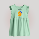 Milestone Baby Frock for 9th Month | Soft Cotton Personalized Baby Frock | Unisex Design - MINT GREEN - 0 - 3 Months Old (Chest 17")