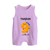 Milestone Romper Suit/ Sleeveless Romper for 9th Month | Soft Cotton Personalized Romper Suit/ Sleeveless Romper | Unisex Design - LILAC - 0 - 5 Months Old (Chest 18")