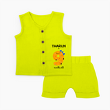 Milestone Jabla Set for 9th Month | Soft Cotton Personalized Jabla Set | Unisex Design - LIME GREEN - 0 - 3 Months Old (Chest 9.8")
