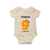 Milestone Romper for 9th Month | Soft Cotton Personalized Romper/Onesie | Unisex Design - IVORY - New Born (Chest 14")