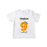 Milestone T-Shirt for 9th Month | Soft Cotton Personalized T-Shirt | Unisex Design - WHITE - 0-5 Months Old (Chest 17")