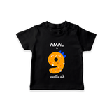Milestone T-Shirt for 9th Month | Soft Cotton Personalized T-Shirt | Unisex Design - BLACK - 0-5 Months Old (Chest 17")