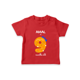 Milestone T-Shirt for 9th Month | Soft Cotton Personalized T-Shirt | Unisex Design - RED - 0-5 Months Old (Chest 17")