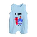 Milestone Romper Suit/ Sleeveless Romper for 10th Month | Soft Cotton Personalized Romper Suit/ Sleeveless Romper | Unisex Design - BABY BLUE - 0 - 5 Months Old (Chest 18")
