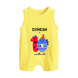 Milestone Romper Suit/ Sleeveless Romper for 10th Month | Soft Cotton Personalized Romper Suit/ Sleeveless Romper | Unisex Design - PASTEL YELLOW - 0 - 5 Months Old (Chest 18")