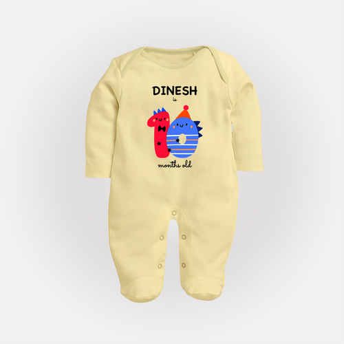 Milestone Full Sleeve Bodysuit/ Sleep Suit/ Jumpsuit for 10th Month | Soft Cotton Personalized Full Sleeve Bodysuit/ Sleep Suit/ Jumpsuit | Unisex Design