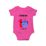 Milestone Romper for 10th Month | Soft Cotton Personalized Romper/Onesie | Unisex Design - HOT PINK - New Born (Chest 14")
