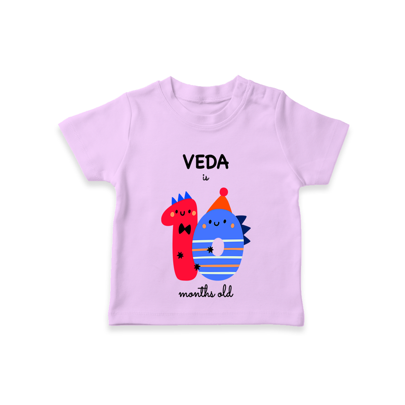 Celebrate The Tenth Month Birthday Custom T-Shirt, Featuring with your Baby's name - LILAC - 0 - 5 Months Old (Chest 17")