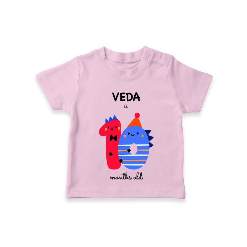 Celebrate The Tenth Month Birthday Custom T-Shirt, Featuring with your Baby's name - PINK - 0 - 5 Months Old (Chest 17")