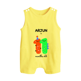 Milestone Romper Suit/ Sleeveless Romper for 11th Month | Soft Cotton Personalized Romper Suit/ Sleeveless Romper | Unisex Design - PASTEL YELLOW - 0 - 5 Months Old (Chest 18")