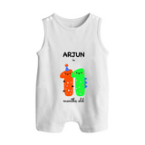 Milestone Romper Suit/ Sleeveless Romper for 11th Month | Soft Cotton Personalized Romper Suit/ Sleeveless Romper | Unisex Design - WHITE - 0 - 5 Months Old (Chest 18")