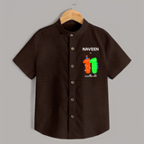 Milestone Shirt for 11th Month | Soft Cotton Personalized Shirt | Unisex Design - CHOCOLATE BROWN - 0 - 6 Months Old (Chest 23")
