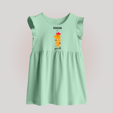 Milestone Baby Frock for 1st Year | Soft Cotton Personalized Baby Frock | Unisex Design - MINT GREEN - 0 - 3 Months Old (Chest 17")