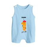 Milestone Romper Suit/ Sleeveless Romper for 1st Year | Soft Cotton Personalized Romper Suit/ Sleeveless Romper | Unisex Design - BABY BLUE - 0 - 5 Months Old (Chest 18")