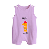 Milestone Romper Suit/ Sleeveless Romper for 1st Year | Soft Cotton Personalized Romper Suit/ Sleeveless Romper | Unisex Design - LILAC - 0 - 5 Months Old (Chest 18")