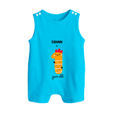 Milestone Romper Suit/ Sleeveless Romper for 1st Year | Soft Cotton Personalized Romper Suit/ Sleeveless Romper | Unisex Design - SKY BLUE - 0 - 5 Months Old (Chest 18")