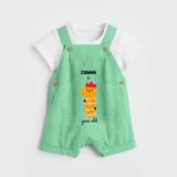 Milestone Dungaree Set for 1st Year | Soft Cotton Personalized Dungaree Set | Unisex Design - GREEN - 0 - 5 Months Old (Chest 18")