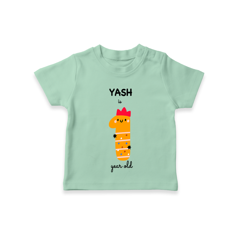 Celebrate The Twelfth Month Birthday Custom T-Shirt, Featuring with your Baby's name - MINT GREEN - 0 - 5 Months Old (Chest 17")