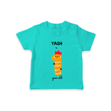Celebrate The Twelfth Month Birthday Custom T-Shirt, Featuring with your Baby's name - TEAL - 0 - 5 Months Old (Chest 17")