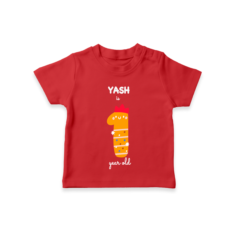 Celebrate The Twelfth Month Birthday Custom T-Shirt, Featuring with your Baby's name - RED - 0 - 5 Months Old (Chest 17")