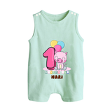 Custom Baby Romper Suit/ Sleeveless Romper for 1 Month Milestone | Soft Cotton Romper Suit/ Sleeveless Romper | Personalized Name Print - MINT GREEN - 0 - 5 Months Old (Chest 18")