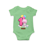 Custom Baby Romper/Onesie for 1 Month Milestone | Soft Cotton Bodysuit | Personalized Name Print - GREEN - New Born (Chest 14")
