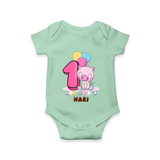 Custom Baby Romper/Onesie for 1 Month Milestone | Soft Cotton Bodysuit | Personalized Name Print - MINT GREEN - New Born (Chest 14")