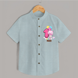 Custom Baby Shirt for 1 Month Milestone | Soft Cotton Shirt | Personalized Name Print - ARCTIC BLUE - 0 - 6 Months Old (Chest 23")