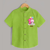 Custom Baby Shirt for 1 Month Milestone | Soft Cotton Shirt | Personalized Name Print - LIME GREEN - 0 - 6 Months Old (Chest 23")
