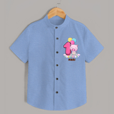 Custom Baby Shirt for 1 Month Milestone | Soft Cotton Shirt | Personalized Name Print - SKY BLUE - 0 - 6 Months Old (Chest 23")